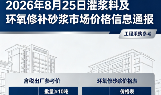 博爱2026年8月25日灌浆料及环氧修补砂浆市场价格信息通报